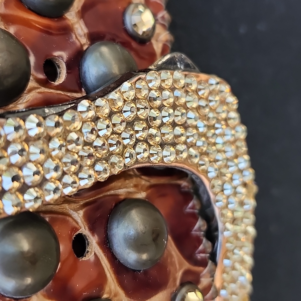 B.B. SIMON SWAROVSKI CRYSTALS AND ITALIAN LEATHER BELT - Picture 12 of 14